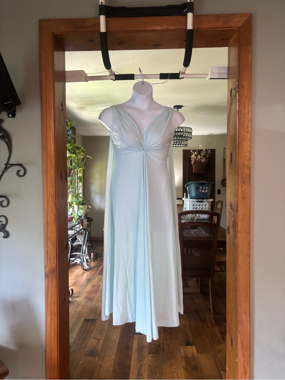 Vintage Claire Sandra by Lucie Ann Sheer Light Blue Empire Waist Maxi Nightgown